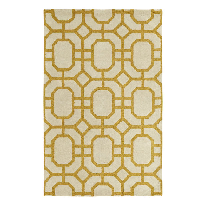 Brayden Studio® Rentz Handmade Wool Ivory/Yellow Rug Wayfair